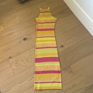 OGD (one grey day) Adonis stripe midi knit dress